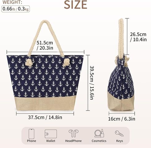 Beach Bags for Women Large Waterproof Tote Bag with Zipper Lightweight Canvas Reusable Grocery Shopping Shoulder Bag in Saudi Arabia