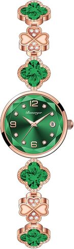 Gosasa Vintage Gold Watch for Women Four-Leaf Clover Diamond Women’s Bracelet Watch Stainless Steel Elegant Dainty Small Ladies Dress Wrist Watch Waterproof Luxury Gift in Saudi Arabia
