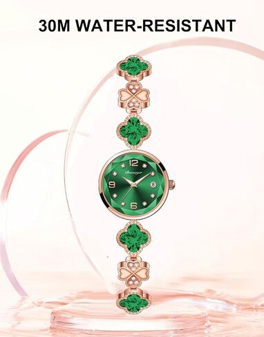 Gosasa Vintage Gold Watch for Women Four-Leaf Clover Diamond Women’s Bracelet Watch Stainless Steel Elegant Dainty Small Ladies Dress Wrist Watch Waterproof Luxury Gift in Saudi Arabia