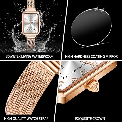 Womens Watch Fashion Dress Dress Mesh Sbart Watchproof Watches for Women Elegant Dainty two Tine Womens Watch Watch Quartz Easy Read Watches With Day Date in Kuwait