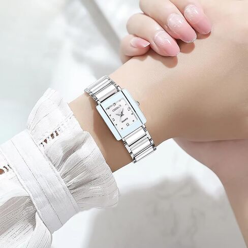 Gosasa Vintage Couple Watches Men and Women Matching Quartz Watch Square Ceramic His and Hers Watches Set Pair Watches Diamond Waterproof in Saudi Arabia