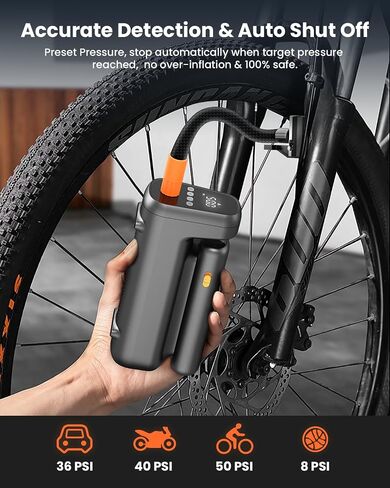 Tire Inflator Portable Air Compressor, 150PSI Portable Air Pump for Car Tires with 7800mAh Battery, Fast Inflation Cordless Bike Pump with Pressure Gauge for Car, Bicycle, Motorcycle, Ball in Saudi Arabia