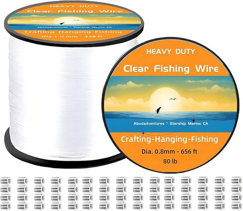 خط صيد أبودا شفاف بطول 1640 قدم 500 متر 17 رطل، خط صيد أحادي الخيط رفيع 0.3 مم للحرف اليدوية صناعة المجوهرات، خيط شفاف للزينة المعلقة، سلك صيد غير مرئي من النايلون مع مقص in Kuwait