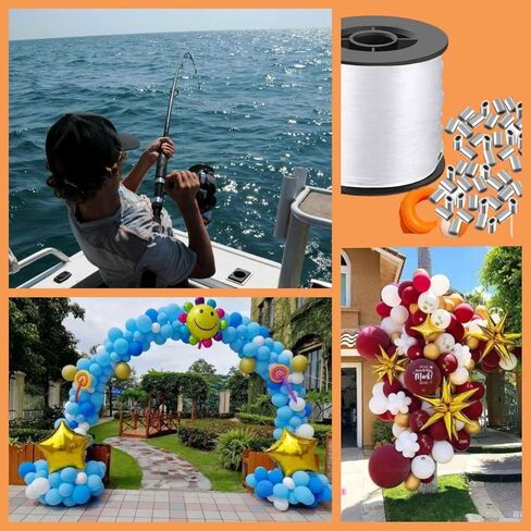 خط صيد أبودا شفاف بطول 1640 قدم 500 متر 17 رطل، خط صيد أحادي الخيط رفيع 0.3 مم للحرف اليدوية صناعة المجوهرات، خيط شفاف للزينة المعلقة، سلك صيد غير مرئي من النايلون مع مقص in Kuwait