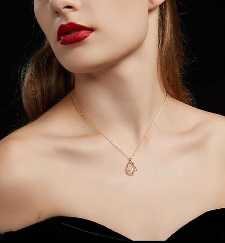Sterling Silver White Chalcedony Tulip Flower with Little Crystals Pendant Necklace in Kuwait