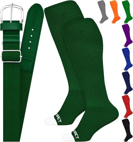 Exxact Sports Youth Baseball Socks and Belt Combo - Soft, Durable, Adjustable, and Perfect for Youth and Adult Players in Saudi Arabia