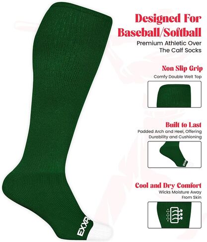 Exxact Sports Youth Baseball Socks and Belt Combo - Soft, Durable, Adjustable, and Perfect for Youth and Adult Players in Saudi Arabia
