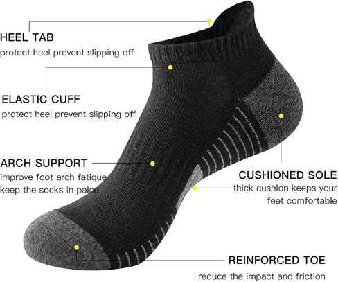 Joynée 10 Pairs Mens Athletic Running Socks Cushioned Cushioned Low Cut Sports Socks للرجال ، حجم جورب 10-13 in Saudi Arabia