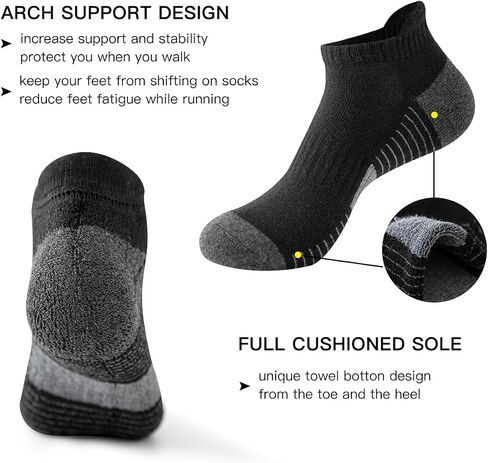 Joynée 10 Pairs Mens Athletic Running Socks Cushioned Cushioned Low Cut Sports Socks للرجال ، حجم جورب 10-13 in Saudi Arabia