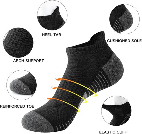 Joynée 10 Pairs Mens Athletic Running Socks Cushioned Cushioned Low Cut Sports Socks للرجال ، حجم جورب 10-13 in Saudi Arabia