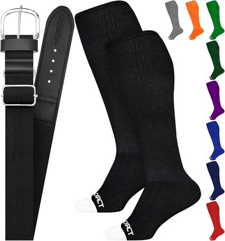 Exxact Sports Youth Baseball Socks and Belt Combo - ناعم ودائم وقابل للتعديل ومثالي للشباب واللاعبين البالغين in Saudi Arabia