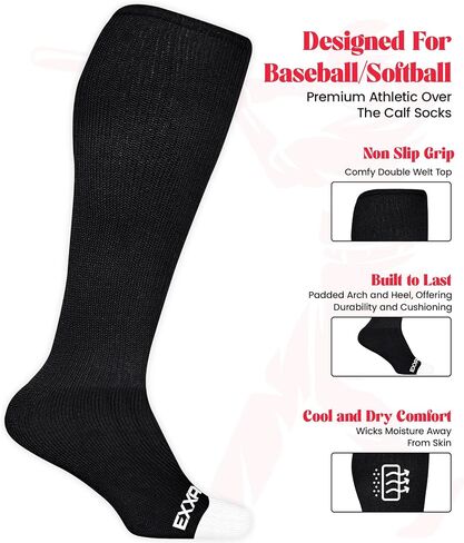 Exxact Sports Youth Baseball Socks and Belt Combo - ناعم ودائم وقابل للتعديل ومثالي للشباب واللاعبين البالغين in Saudi Arabia
