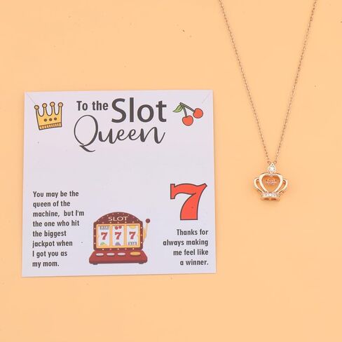 BLEOUK Slot Machine Queen Necklace Gambler Mom Gift Casino Lover Mom Gift Jackpot Gambling Mom Jewelry in Saudi Arabia