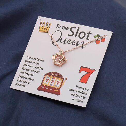 BLEOUK Slot Machine Queen Necklace Gambler Mom Gift Casino Lover Mom Gift Jackpot Gambling Mom Jewelry in Saudi Arabia