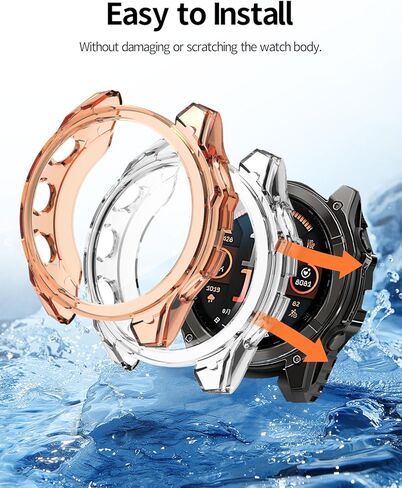 حافظة مكونة من قطعتين لغطاء الساعة الذكية Garmin Fenix ​​8 مقاس 47 مم، حماية شاملة، مقاومة للصدمات، غطاء حماية شفاف من مادة TPU لملحقات الساعة الذكية Garmin Fenix ​​8 مقاس 47 مم - شفاف + رمادي in Kuwait