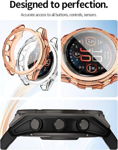 حافظة مكونة من قطعتين لغطاء الساعة الذكية Garmin Fenix ​​8 مقاس 47 مم، حماية شاملة، مقاومة للصدمات، غطاء حماية شفاف من مادة TPU لملحقات الساعة الذكية Garmin Fenix ​​8 مقاس 47 مم - شفاف + رمادي in Kuwait