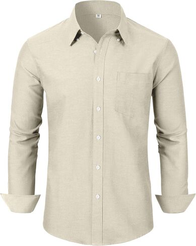 Grade 3.5 Wrinkle-Resistant Men's Lightweight Oxford Dress Shirts Long Sleeve Business Casual Pocket Shirt in Saudi Arabia