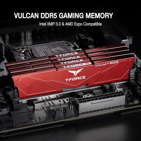 TEAMGROUP T-Force Vulcan Alpha DDR5 Ram 32GB Kit (2x16GB) 6000MHz (PC5-48000) CL38 وحدة ذاكرة سطح المكتب ذاكرة الوصول العشوائي AMD الذاكرة المحسنة أسود FLABD532G6000HC38GDC01 in Kuwait