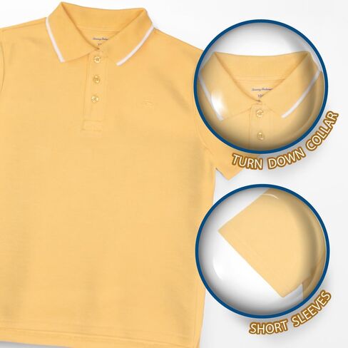 Tommy Bahama Boys Classic Fit Polo Shirt - تي شيرت قصير الأكمام مع ذوي الياقات البيضاء وإغلاق زر الأمامي والشعار المطرز in Saudi Arabia