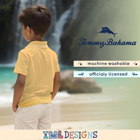 Tommy Bahama Boys Classic Fit Polo Shirt - تي شيرت قصير الأكمام مع ذوي الياقات البيضاء وإغلاق زر الأمامي والشعار المطرز in Saudi Arabia