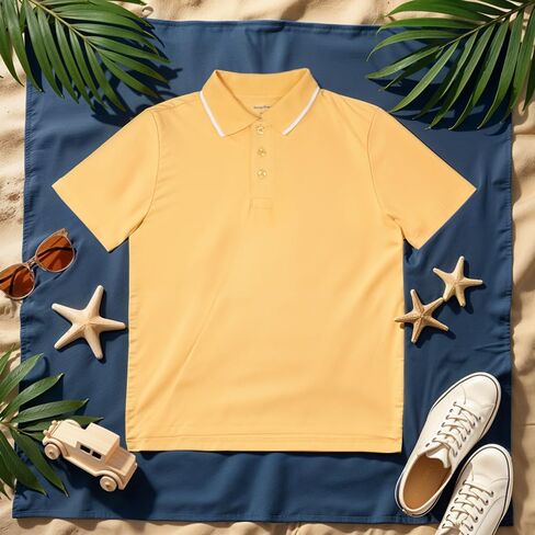 Tommy Bahama Boys Classic Fit Polo Shirt - تي شيرت قصير الأكمام مع ذوي الياقات البيضاء وإغلاق زر الأمامي والشعار المطرز in Saudi Arabia