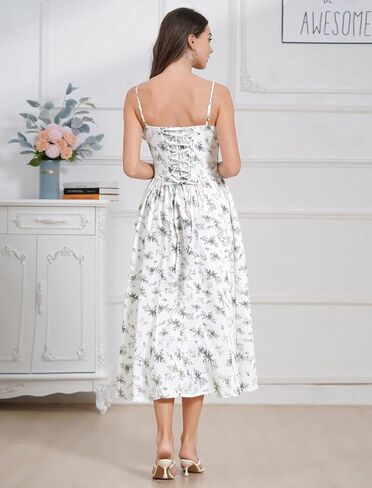 Women’s Corset Dress Sexy Thigh Spaghetti Strap Bustier Cocktail Dress Low Cut Boho Formal Dresses with Pockets in Saudi Arabia
