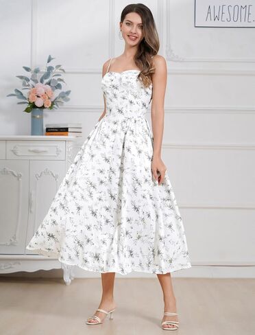 Women’s Corset Dress Sexy Thigh Spaghetti Strap Bustier Cocktail Dress Low Cut Boho Formal Dresses with Pockets in Saudi Arabia