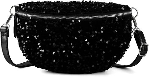 Sequins Glitter Waist Bag Fanny Pack for Women Girls Crossbody Belt Bag Chest Bag Phone Pouch for Travel Running Workout in Saudi Arabia