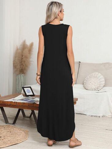 BELAROI Womens Plus Size Maxi Dress Sundress Summer Casual Sleeveless V Neck Pockets Beach Swimsuit Coverup Loose in Kuwait