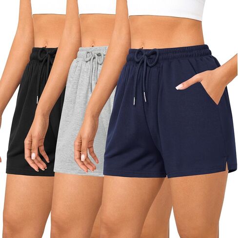 Quenteen Women's 4" Comfy Drawstring Elastic Waist Casual Cotton Sweat Shorts Workout Athletic Shorts with Pockets in Saudi Arabia