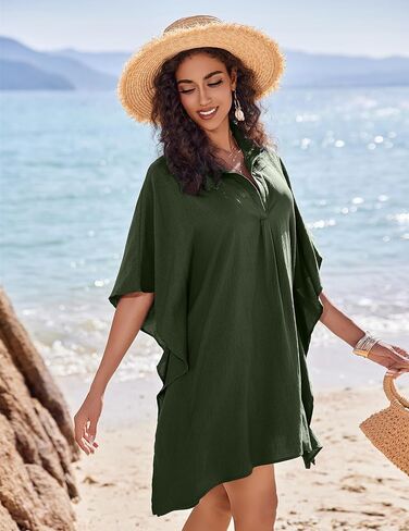Ai'Mage Womens Swimsuit Beach Cover Up Stirt Summer 3/4 Sleeve Suit With Bust Brick Bikini Coverups S-3XL in Saudi Arabia