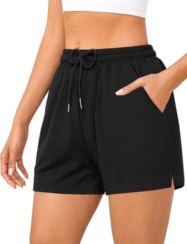 Quenteen Women's 4" Comfy Drawstring Elastic Waist Casual Cotton Sweat Shorts Workout Athletic Shorts with Pockets in Saudi Arabia