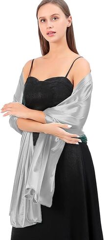 Women Silky Satin Shawls And Wraps For Evening Dresses Lightweight Long Wrap Stole For Bridal Wedding Prom Party in Saudi Arabia