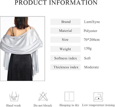 Women Silky Satin Shawls And Wraps For Evening Dresses Lightweight Long Wrap Stole For Bridal Wedding Prom Party in Saudi Arabia