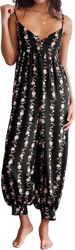 Huaqiao Women Loose Sleeveless Jumpsuits Spaghetti Strap Harem Overalls Boho Summer Floral Print Rompers in Saudi Arabia