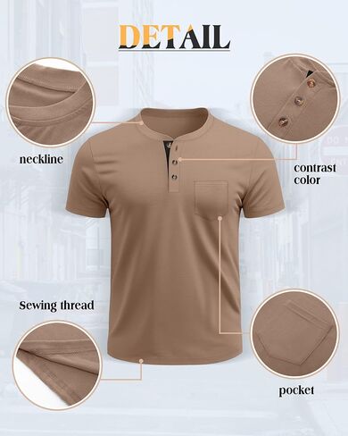 Riyiper 3 Pack Men Men Henley Thirts Short Sleeve Cotton Cotton Tops Classic Classic Tees مع Button Summer Trendy in Saudi Arabia