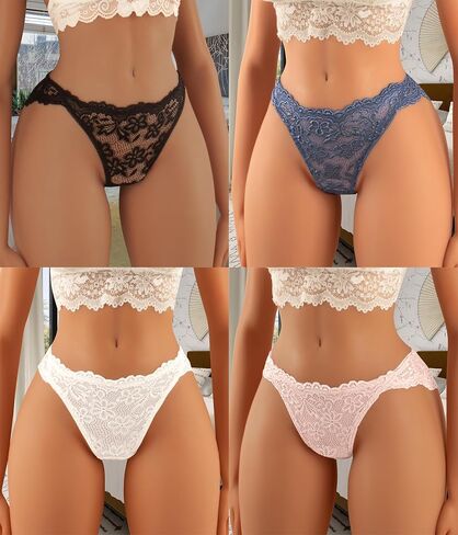 Hibluco Women Lace Underwear Sexy Breathable Hipster Stretch Panties Bikinis in Kuwait