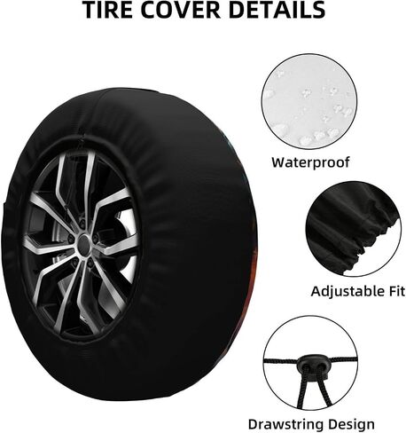 Spare Tire Cover Weatherproof Wheel Cover Fit for Jeep Wrangler Rv SUV Truck Travel Trailer 17" Sunset Beach Palm Tree Tire Cover in Saudi Arabia