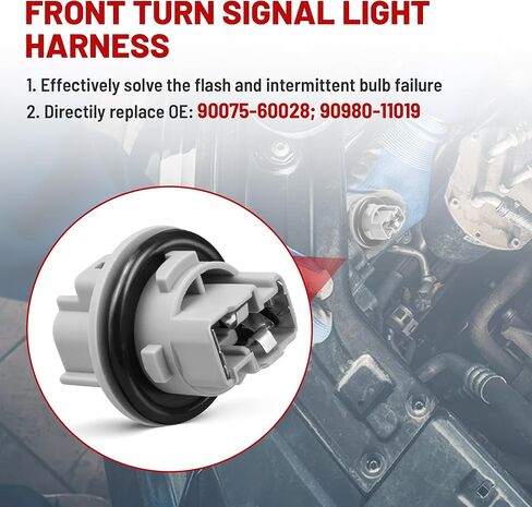 Red Wolf 90075-60060 Front Trun Signal Light Socket مع 3 دبوس من الأسلاك الملائمة لـ 2005-2015 Toyota Tacoma Rav4 Camry 4runner Highlander Tundra Tundra Turn Light Lamp Connector 2 PC Copper in Kuwait