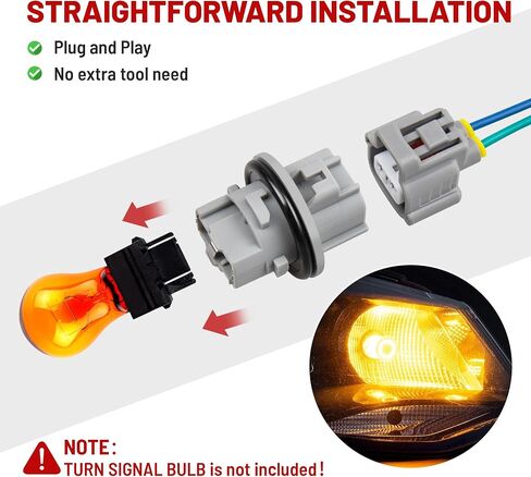 Red Wolf 90075-60060 Front Trun Signal Light Socket مع 3 دبوس من الأسلاك الملائمة لـ 2005-2015 Toyota Tacoma Rav4 Camry 4runner Highlander Tundra Tundra Turn Light Lamp Connector 2 PC Copper in Kuwait
