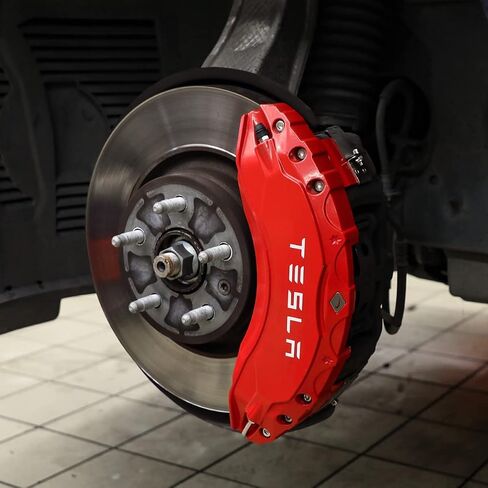 تغطي الفرجار الفرامل مجموعة من 4 متوافقة مع Tesla Model S/X الملحقات ， 2023 و 2024 و 2025.19/20 بوصة أغطية فرامل محور العجلة -FIT ل Tesla Model S/X Red Brake Pariper (Red) in Kuwait