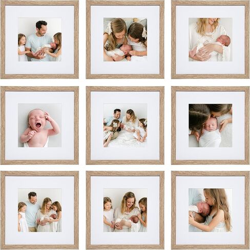 Sheffield Home 9 Piece Gallery Wall Frame Set, 12x12 in. Matted to 8x8 in. (Light Natural) in Saudi Arabia