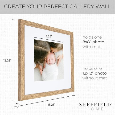 Sheffield Home 9 Piece Gallery Wall Frame Set, 12x12 in. Matted to 8x8 in. (Light Natural) in Saudi Arabia