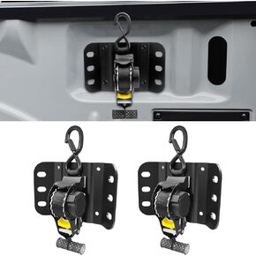 Retractable Truck Bed Ratchet Straps for Ford F150 2015-2025, 10 ft Truck Straps for F-150, Self Retracting Tie Down with Boxlink Plates Mounted Brackets Bed Mount Heavy Duty Bolt on