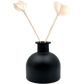 100ml 3.4oz Empty Glass Perfume Diffuser Bottle Aromatherapy Diffuser Jar Refillable DIY Fragrance Container Use for DIY Replacement Diffuser Sticks Sets Home Bathroom Decor (Matte Black)