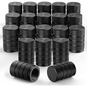 20 Pack Tire Valve Caps with Plastic Lining, Universal Corrosion Resistant Anti-Leak Overlay Dust-Proof Tire Valve Stem Caps for Protecting Cars, Trucks, Motorcycles, SUVs, Bicycles (Black)