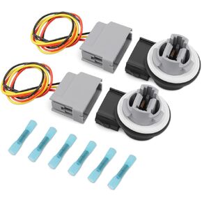 2U5Z13411DA Turn Signal Light Bulb Socket Angle Connector Wiring Pigtail Harness Kit Fit for Ford F-150 F-250 F-350 Super Duty E-150 E-250 E-350 Super Duty 2U5Z-13411-DA 2 Set