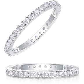 0.5/1.2/0.7 Carat Moissanite Ring Sterling Silver with 18K White Gold Plated Shiny Lab Create Diamond Band Promise Rings for Wedding Engagement Gifts for Women