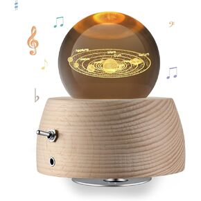 3D Crystal Ball Music Box k9 Crystal Ball Beech Wood Base 360 Degree Rotation Base Suitable for Christmas Valentine's Day Birthday Best Gift for Family and Friends（Galaxies）