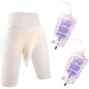 Urine Collector for Women Leg Bags Catheter Reusable Portable Hidden Type Standing Use (Female-White-XL)